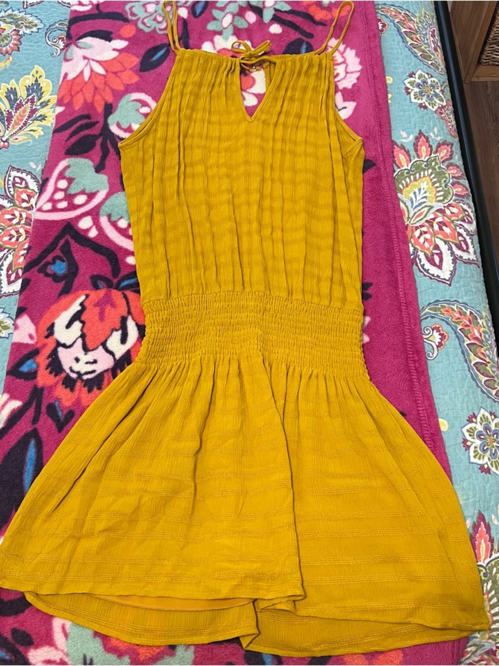 Veronica M Dress Mustard Yellow Smocked Waist Sundress